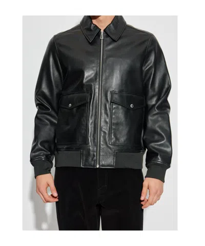 Ps By Paul Smith Flap-pocket Zip-front Leather Jacket