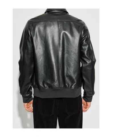 Ps By Paul Smith Flap-pocket Zip-front Leather Jacket