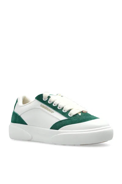 Casablanca Suede Leather Panelled Sneakers In White
