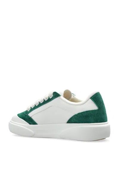 Casablanca Suede Leather Panelled Sneakers In White