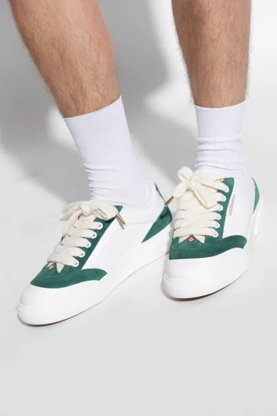 Casablanca Suede Leather Panelled Sneakers In White