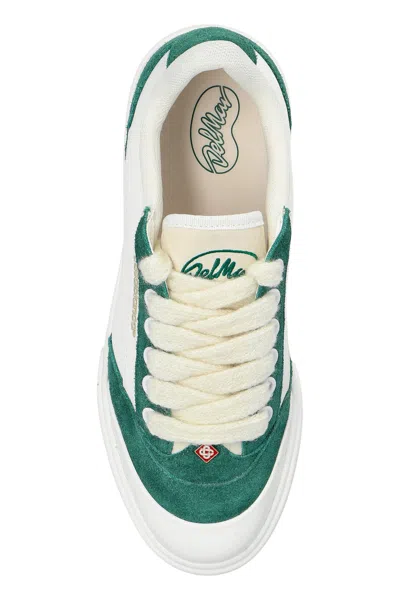 Casablanca Suede Leather Panelled Sneakers In White