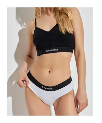 Tom Ford Logo Intarsia V-neck Top In Black