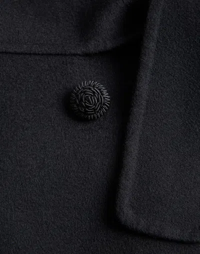 Valentino Faux Fur-trimmed Double-breasted Coat In Black