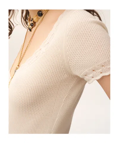 Chloé Scoop-neck Fitted Top In A Wool Knit  Lace