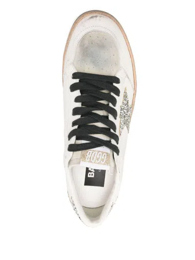 Golden Goose Ball Star Sneakers In Vintage Effect Leather And Suede With Glittered Star And Heel Tab