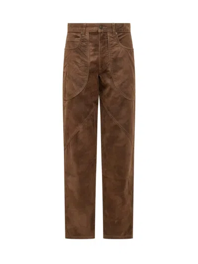 Isabel Marant Étoile Wide Leather Effect Trousers With Multiple Pockets In Brown