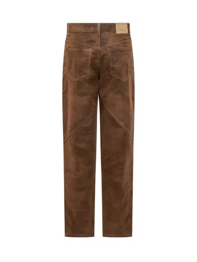 Isabel Marant Étoile Wide Leather Effect Trousers With Multiple Pockets In Brown