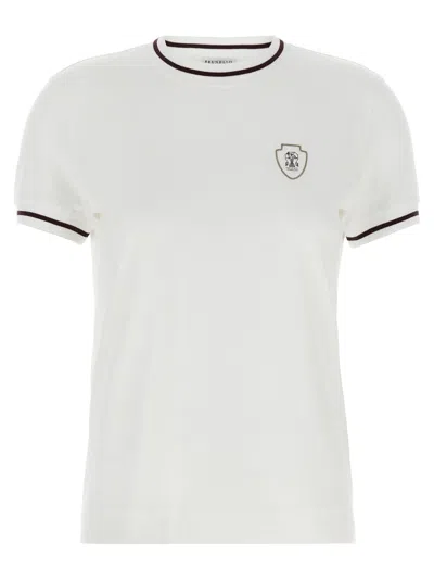Brunello Cucinelli Embroidered-detail Cotton T-shirt In White
