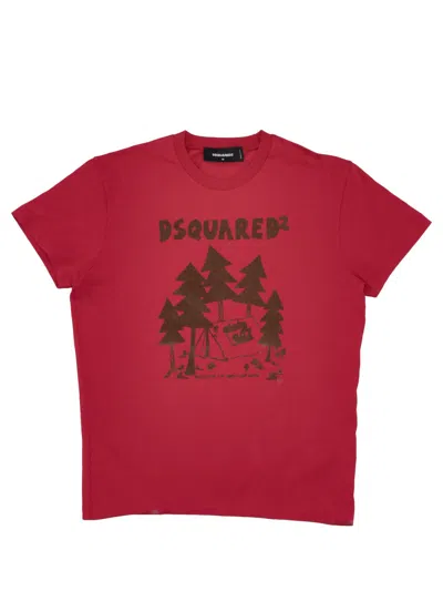 Dsquared2 Female Crew Neck Graphic Print Tops In Red