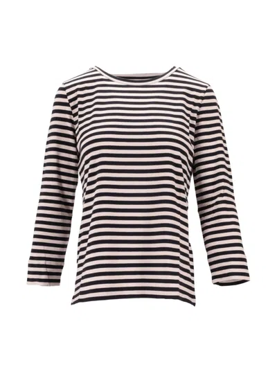 Max Mara Blackwhite Long Sleeve Striped T-shirt In Black