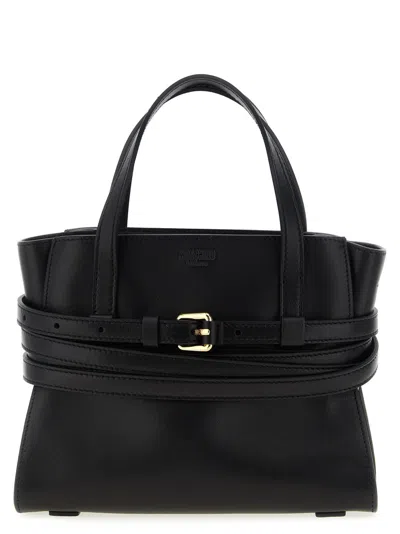 Moschino Structured Silhouette Handbag Top Handles In Black