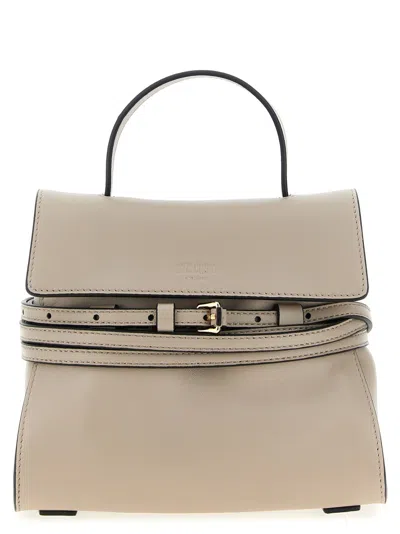 Moschino 'tie Me' Small Handbag In Gray