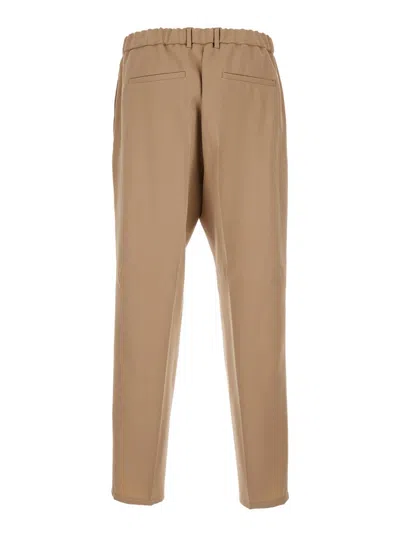 Jil Sander Beige Pants With Elastic Waistband In Wool Man In Brown