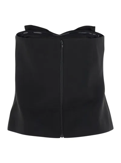 Self-portrait Black Sleeveless Top With Bandeau Neckline In Black