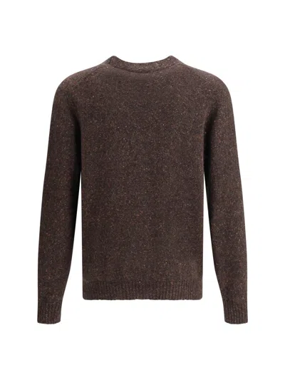 Brunello Cucinelli Dark Brown V-necked Cardigan In Brown