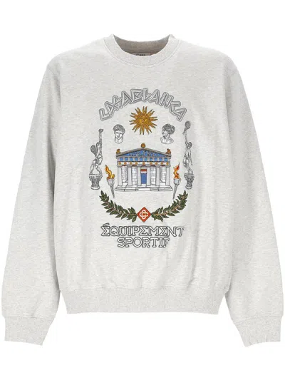 Casablanca Grey Long Sleeves Printed Sweatshirt In White