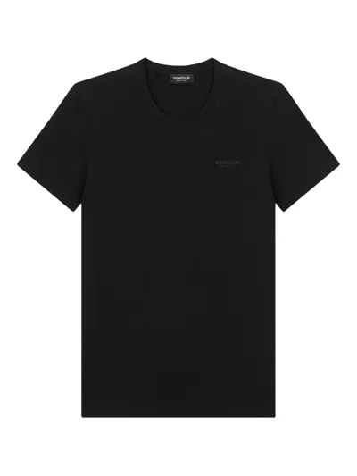 Dondup Embroidered-logo Crew-neck T-shirt In Black
