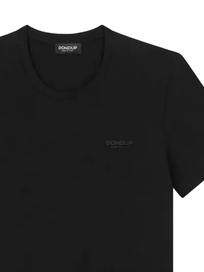 Dondup Embroidered-logo Crew-neck T-shirt In Black