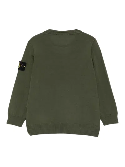 Stone Island Logo-patch Wool Sweater In Green