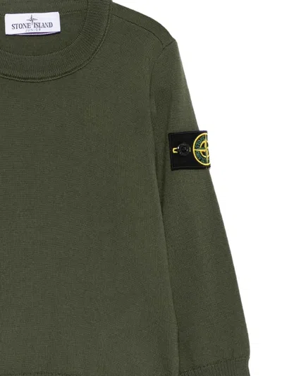 Stone Island Logo-patch Wool Sweater In Green