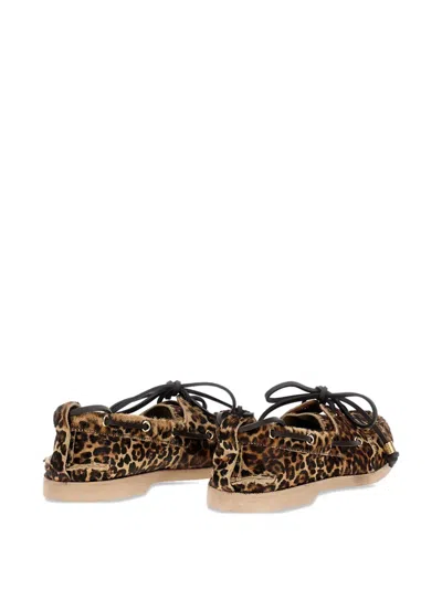 Golden Goose Boat Mocassin Horsy Leopard Upper With Accessories In Brown