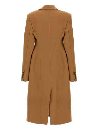 Stella Mccartney Wool Coat With Back Vent And Double-breasted Front In Brown
