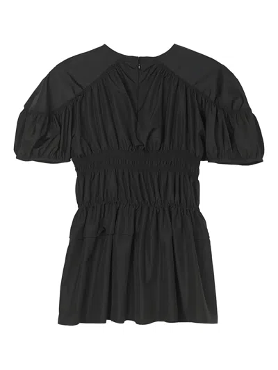 Cecilie Bahnsen Tech Fabric Brooklyn Top With Button Detail In Black