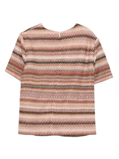 Missoni Zigzag-pattern Short-sleeved Top In Pink
