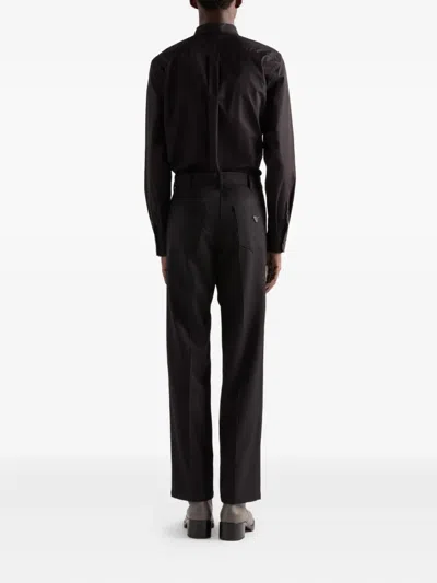 Prada Patch-pocket Cotton Shirt In Black