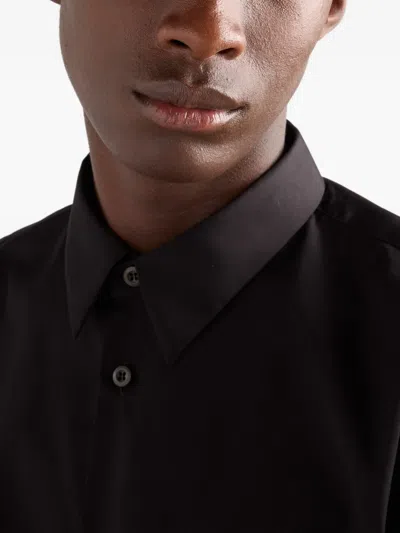 Prada Patch-pocket Cotton Shirt In Black