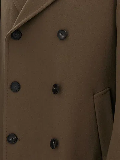 Tagliatore Double-breasted Coat In Brown