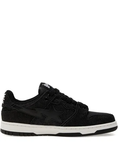 A Bathing Ape Star-embellished Denim Sneakers