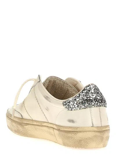 Golden Goose Soul Star Distressed Leather Sneakers With Glittered Heel Tab Shoes In White