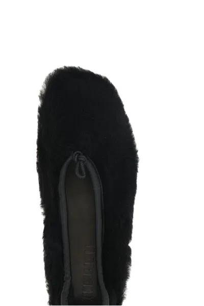 Hereu Black Puntera Shearling Ballerina Flats In Black