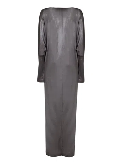 Norma Kamali Grey Long Wrap Side Slit Dress In Gray