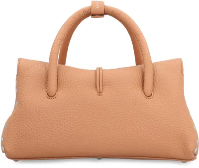 Zanellato Dotta Centauro S Hammered Leather Handbag With Shoulder Strap In Brown