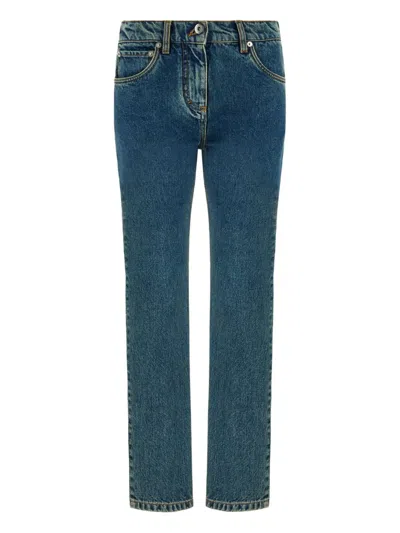 Ferragamo Stonewash Five-pocket Jeans In Blue