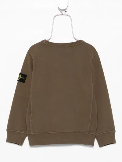 Stone Island Logo-patch Crew-neck Sweatshirt In Brown
