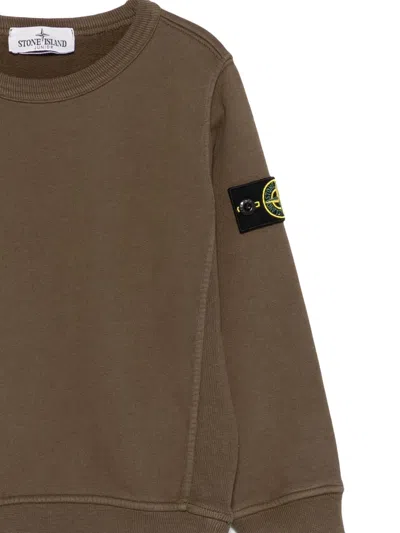 Stone Island Logo-patch Crew-neck Sweatshirt In Brown