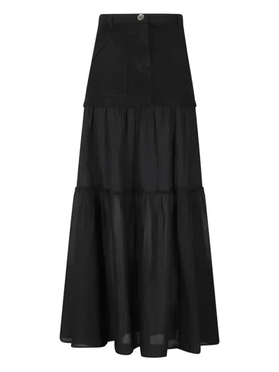 Pinko Long Skirt In Canvas And Cotton Voile