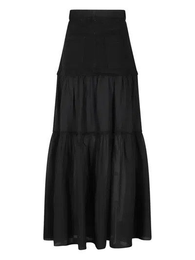 Pinko Long Skirt In Canvas And Cotton Voile