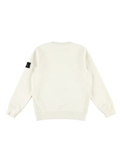 Stone Island Compass-badge Fleece Sweatshirt In White