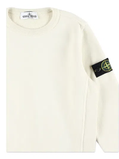 Stone Island Compass-badge Fleece Sweatshirt In White