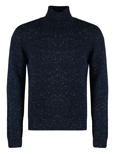 The (alphabet) Turtleneck Speckled Cashmere Sweater In Blue