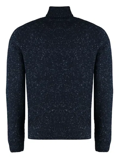 The (alphabet) Turtleneck Speckled Cashmere Sweater In Blue
