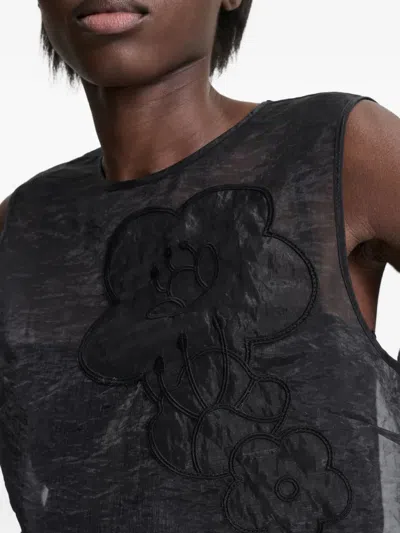Cecilie Bahnsen Alba Flower-embellishment Top In Black