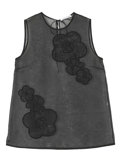 Cecilie Bahnsen Alba Flower-embellishment Top In Black