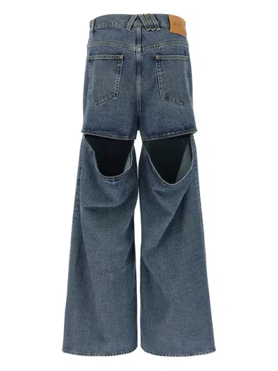 Attico Light Blue Cut-out Jeans In Blue