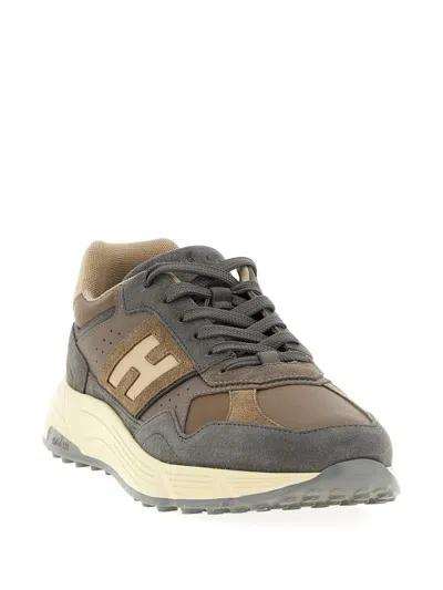 Hogan Perforated Lightweight Sneakers Rubber Sole In Brown